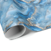 Blauwe & Gouden Geode Cadeaupapier (Rol Hoek)