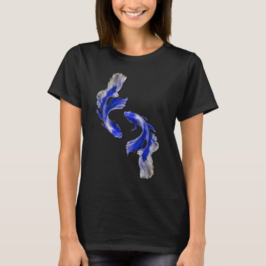Blauwe gouden Guppy vis Fancy Guppy's Thaise vecht T-shirt (Voorkant)