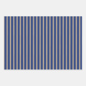 Blauwe gouden kerstbomen Polka Dots Stripe Inpakpapier Vel (Voorkant 3)