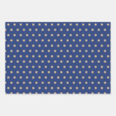 Blauwe gouden kerstbomen Polka Dots Stripe Inpakpapier Vel (Voorkant 2)