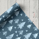 Blauwe Gouden Kerstboom Vakantie Inpakpapier Vel