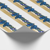 Blauwe gouden kerstfeest, blauwe boegboog cadeaupapier (Hoek)