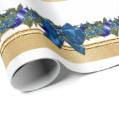 Blauwe gouden kerstfeest, blauwe boegboog cadeaupapier (Rol Hoek)