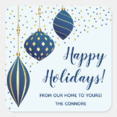 Blauwe gouden kerstversiering Stippen Holiday KLEI Vierkante Sticker (Voorkant)