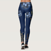 blauwe gouden lange leggings (Achterkant)