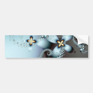 Blauwe Gouden Leuke Abstracte Bloemen Bumpersticker