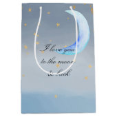 Blauwe gouden sterren houden van je moeder medium cadeauzakje (Voorkant)