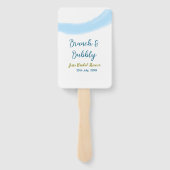 Blauwe gouden waterverf bubbel en brunch bruids sh handwaaier (Achterkant)