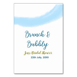 Blauwe gouden waterverf bubbel en brunch bruids sh kaart
