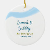 Blauwe gouden waterverf bubbel en brunch bruids sh keramisch ornament (Voorkant)