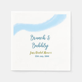 Blauwe gouden waterverf bubbel en brunch bruids sh servet