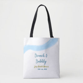 Blauwe gouden waterverf bubbel en brunch bruids sh tote bag