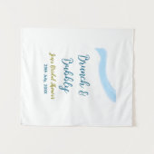 Blauwe gouden waterverf bubbel en brunch bruids sh wandkleed (Voorkant (horizontaal))