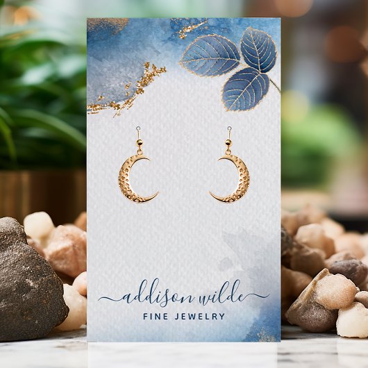 Blauwe gouden Waterverf laat Kaart van het oorzake Visitekaartje