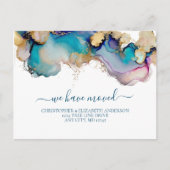 Blauwe gouden Waterverf Was Abstract speel Aankondigingskaart (Voorkant)