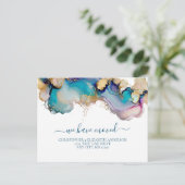 Blauwe gouden Waterverf Was Abstract speel Aankondigingskaart (Staand voorkant)