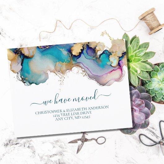 Blauwe gouden Waterverf Was Abstract speel Aankondigingskaart