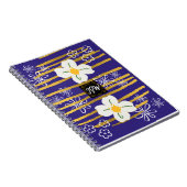 Blauwe, gouden & witte bloem notitieboek (Rechterzijde)