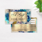 Blauwe gouden zilverglitter-waterverf visitekaartje (Bureau)