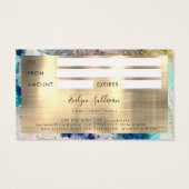 Blauwe gouden zilverglitter-waterverf visitekaartje (Achterkant)