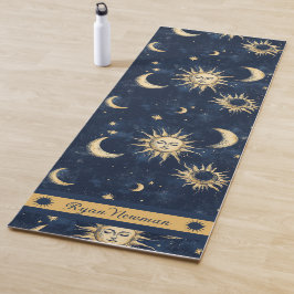  Blauwe & Gouden Zon en Halve Maan Yogamat