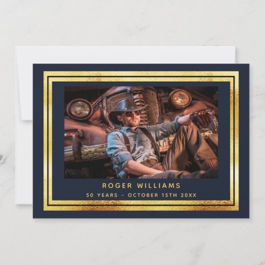 Blauwe goudfoto van de zeemacht van de Birthday, b Kaart (Achterkant)