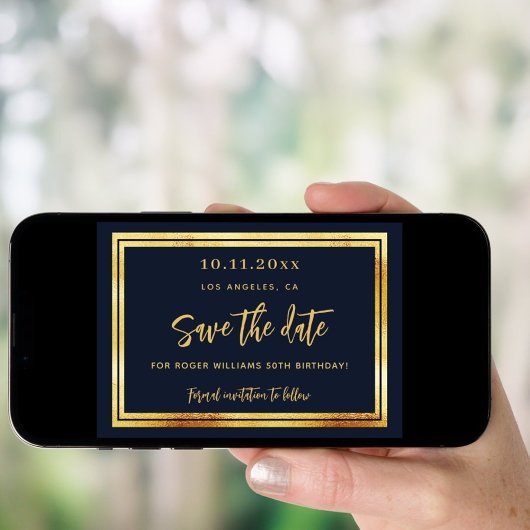 Blauwe goudfoto van de zeemacht van de Birthday, b Kaart