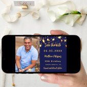 Blauwe goudfoto van de zeemacht van de Birthday be Save The Date