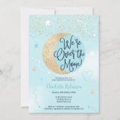 Blauwe goudglitter over het baby shower van de maa kaart (Voorkant)
