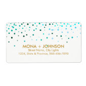 Blauwe goudglitter Sparkle Confetti Stippen Modern Etiket (Voorkant)