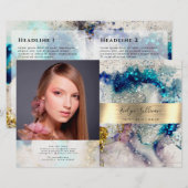 Blauwe goudglitter-waterverf tweeledige brochure (Voorkant / Achterkant)