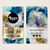 Blauwe goudglitter waterverf visitekaartje (Voorkant /achterkant)