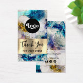 Blauwe goudglitter waterverf visitekaartje (Bureau)