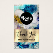 Blauwe goudglitter waterverf visitekaartje (Voorkant)