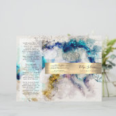 Blauwe goudglitterbrochure waterverf (Staand voorkant)