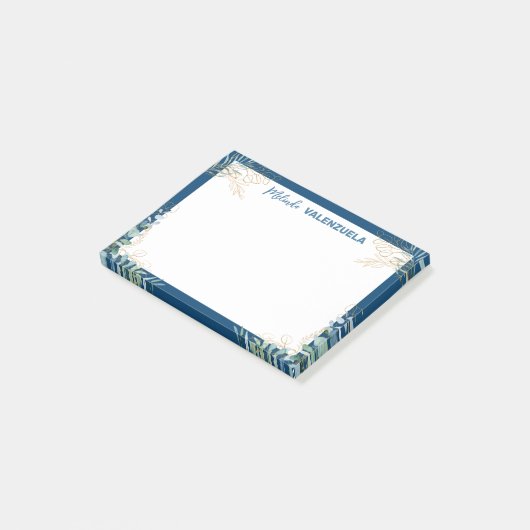  blauwe goudgroen botanische notities na de introd post-it® notes (Schuin)