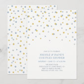 Blauwe, goudhexagon Confetti-paar bruiloft Kaart (Voorkant / Achterkant)