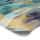 Blauwe goudinkt abstract poster (Hoek)