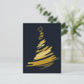 Blauwe goudkerstboom feestdagenkaart (Staand voorkant)