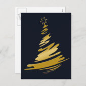 Blauwe goudkerstboom feestdagenkaart (Voorkant / Achterkant)