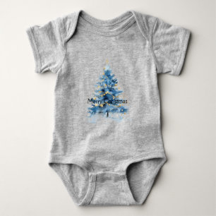 Blauwe goudkerstboom romper
