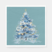 Blauwe goudkerstboom servet (Voorkant)