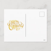 Blauwe goudkerstornament kerst Holly Feestdagenkaart (Achterkant)