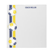 blauwe goudkleuren voetbal coach aangepast notitieblok (Voorkant)