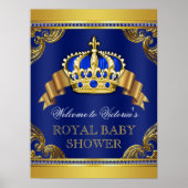 Blauwe goudkleurige Baby showers Poster (Voorkant)