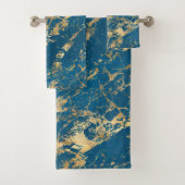 Blauwe goudmarmer bad handdoek (Insitu)