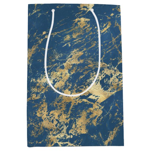 Blauwe goudmarmer medium cadeauzakje (Voorkant)