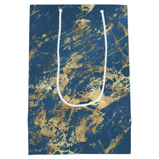 Blauwe goudmarmer medium cadeauzakje (Achterkant)