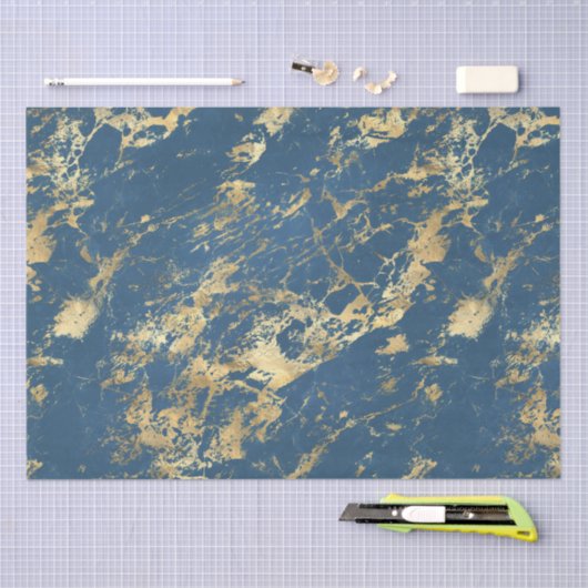 Blauwe goudmarmer tissuepapier (Craft)