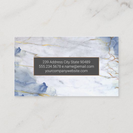 Blauwe goudmarmer visitekaartje (Achterkant)